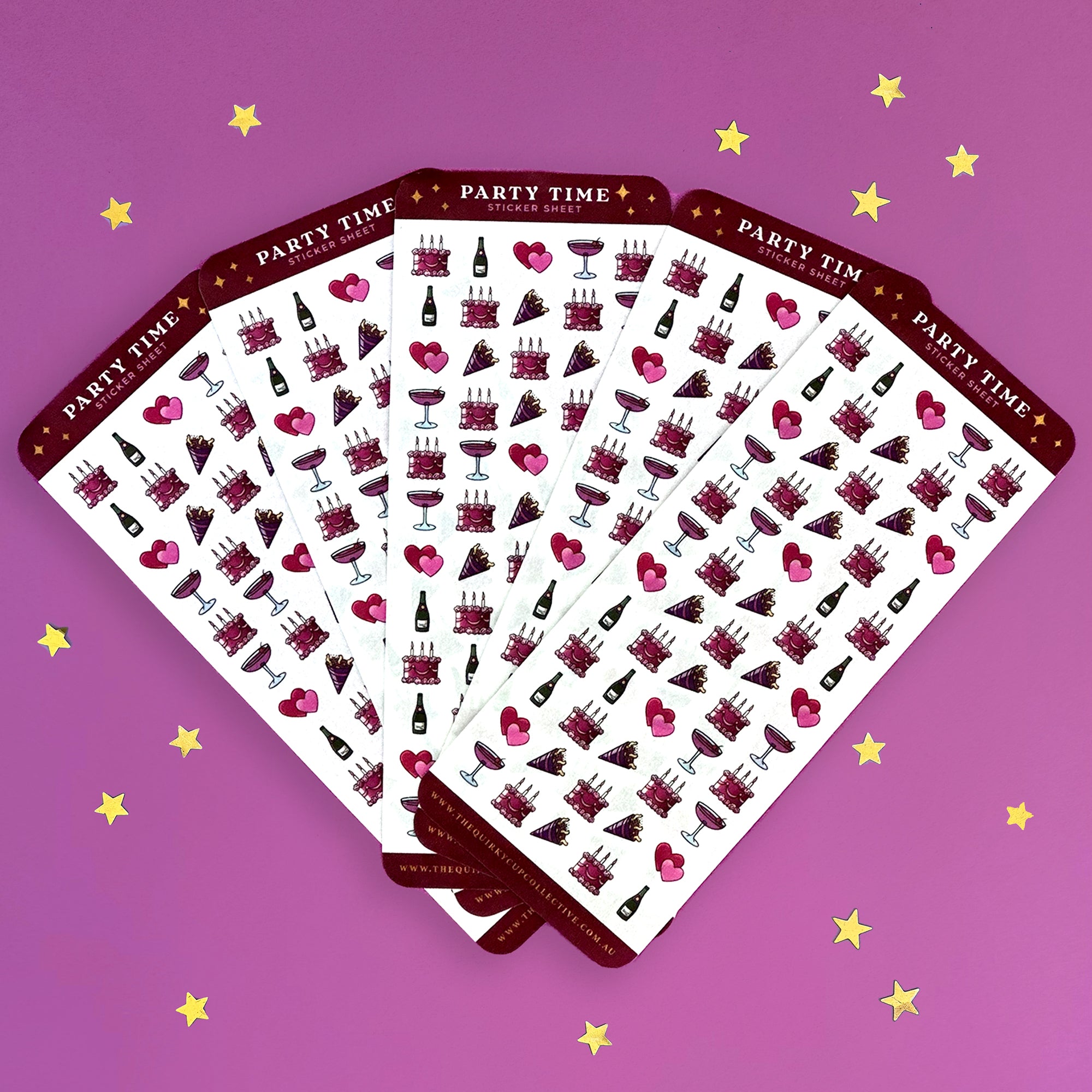 party time celebration - organization - sticker sheet- planner stickers - the quirky cup collective