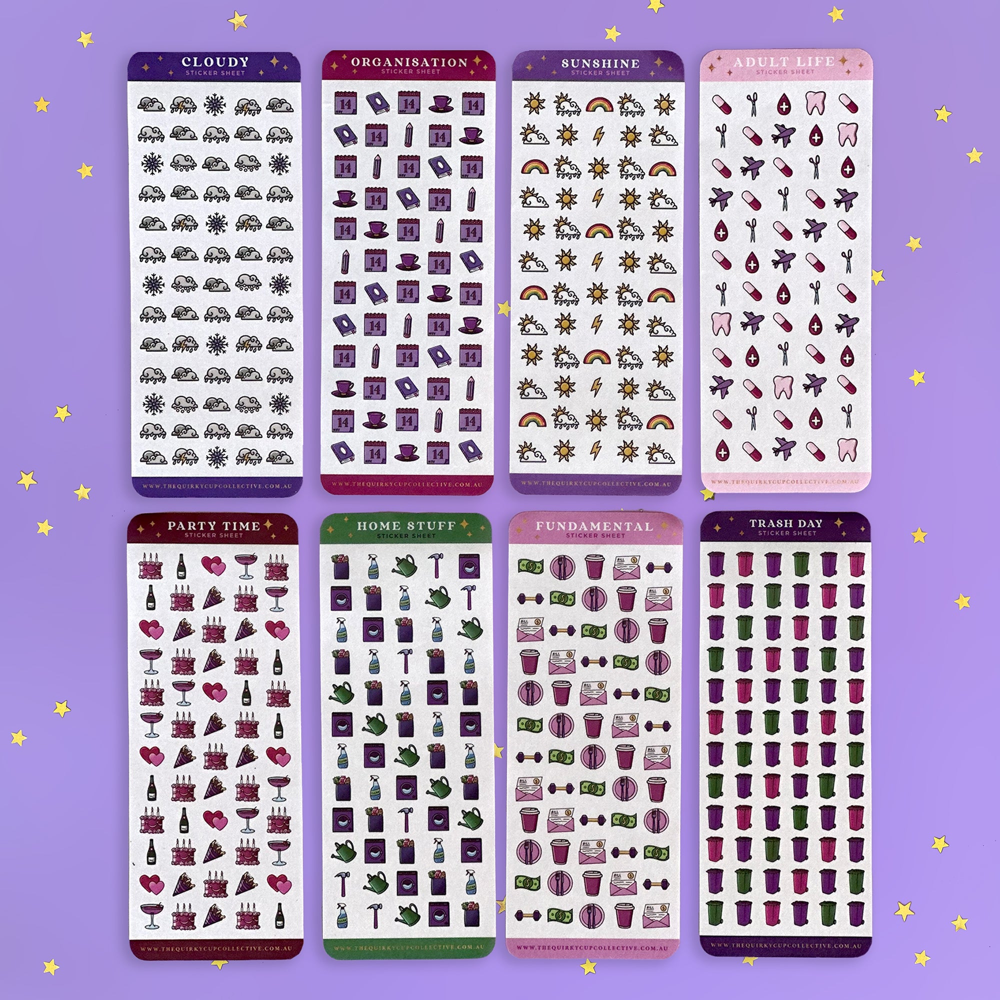 full set - reminders - organization - sticker sheet- planner stickers - the quirky cup collective